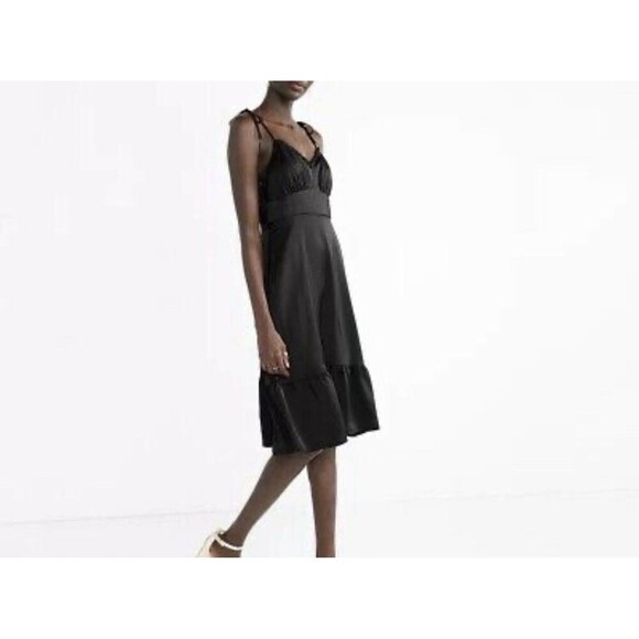 Nine West Black Babydoll Ruffled Midi Dress XL Whimsigoth Fairy Goth Y2K Style - Picture 1 of 10